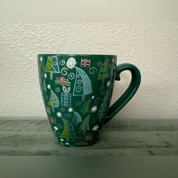 STARBUCKS Barista Mug 2003 Green Trees Holiday Christmas - Picture 1 of 6